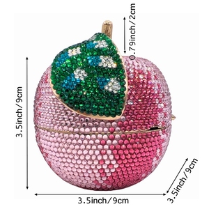 Pochette de soirée mignonne pour femme, motif pomme, avec strass brillants, sac à main pour soirée et fête, avec chaîne amovible - Product Image 2