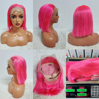 Promo Letsfly 33$ Wig Bob Pendek Highlight Warna Campuran untuk Wanita Kulit Hitam Wig Lace Front 13x4 Rambut Virgin Brazil