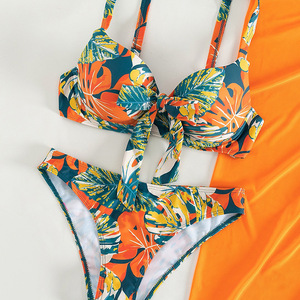 RUIQUWIN 2025 Logo personnalisé femmes Sexy imprimé Bikini maille jupe trois pièces maillots de bain ensemble séchage rapide vacances maillots de bain - Product Image 4