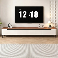 Ensemble console TV et table basse pour salon moderne, design aux coins arrondis avec un grand espace de rangement pour un usage domestique