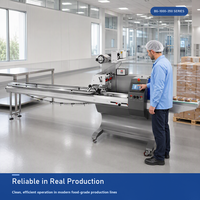Machine d'emballage de films à alimentation supérieure motorisée par servomoteur, machine d'emballage flow-pack multifonction pour les aliments et les produits quotidiens
