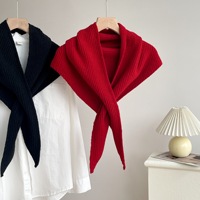 Nouvelle Écharpe Longue Triangulaire Rouge pour Femme – Accessoire Hiver Polyvalent : Châle/Boléro Tricoté Chaud Couleur Unie 100% Coton