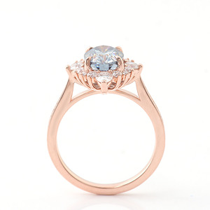 Aangepaste Mode Stijl 14k Rose Goud <span class=keywords><strong>2</strong></span> Karaat Lichtgrijze <span class=keywords><strong>Moissanite</strong></span> Ringen Vrouwen Trouwringen Vintage Cluster Ringen