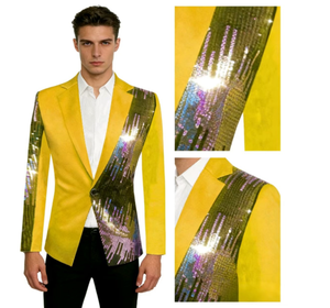 Nouveau Blazer <span class=keywords><strong>Homme</strong></span> 2026 Col V à Paillettes, Simple Boutonnage, Patchwork Respirant, pour Soirée, Cérémonie ou Costume de Scène - Product Image 5