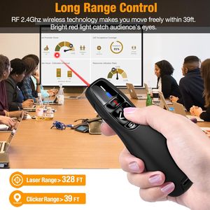 Pointeur laser sans fil 2.4 GHz avec lumière rouge de 30m de portée pour Mac OS <span class=keywords><strong>PPT</strong></span>/Google <span class=keywords><strong>Slides</strong></span>/Présentateur - Product Image 3