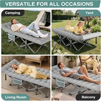 Lit de camping simple moderne en promotion, pliable et portable avec cadre en aluminium/acier pour dormir