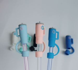Tapones de silicona personalizados para pajitas, accesorios bonitos compatibles con vasos, cubierta para asa y pajita, se ajustan a la taza - Product Image 2