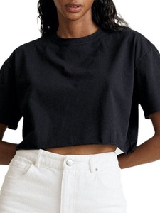 Camiseta Corta para Mujer al por Mayor, de Alta Calidad, con Logotipo Personalizado, Tallas Grandes, Estampado Puff, Lisa, para Entrenamiento, con Logotipo - Product Image 3