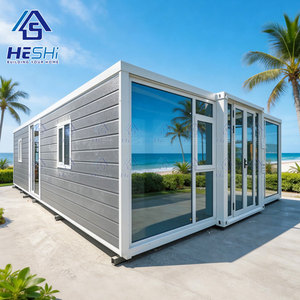 Casa Contenedor Expandible HESHi, Diseño de Villa Moderna, Forma Rectangular, Casa Móvil Prefabricada con Paredes de Vidrio y Vista Exterior - Product Image 1
