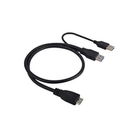 Kabel Hard Drive Eksternal Mobile USB 3.0 Micro-B SIPU 2026 Baru, Kabel Data USB Dua Sisi dengan Catu Daya Tambahan 0.5m 1m