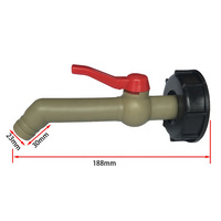 DN50 2 pouces S60x6 filetage IBC fourre-tout réservoir adaptateur capuchon avec Long 1 pouce en plastique robinet de sortie