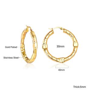 Pendientes de Aro Personalizados al por Mayor, Resistentes al Agua, Chapados en Oro de 18k, de Acero Inoxidable, Joyería, Pendientes Gruesos en Forma de Aro para Mujer - Product Image 4