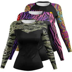 High quality wholesale long sleeved women's MMA BJJ custom printed UV resistant clothing for women Rash Guard