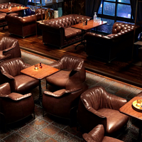 Ensemble de Meubles Commerciaux Fauteuil Banquette Canapé pour Bar, Discothèque, Salon Cigare, Hôtel, Café – Style Classique Américain et Européen