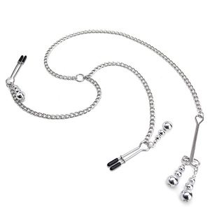 Cadena corporal de aleación de zinc plateada con colgante de bola y pinzas para pezones, para uso erótico en adultos, accesorio de moda para discoteca. - Product Image 1