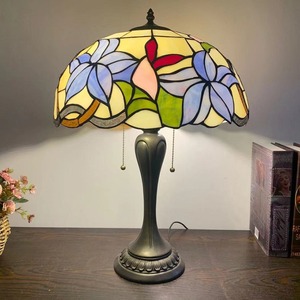 Lámpara Tiffany de 16 pulgadas, lámpara de escritorio de cristal de glicinia púrpura amarilla barroca, adecuada para lámpara de noche de sala de estar - Product Image 5