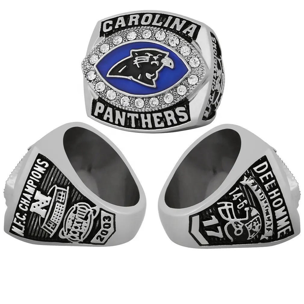 Sıcak satış 2003 Carolina Panthers şampiyonu yüzük çevre dostu gümüş yüzük alaşım yüzük erkekler için