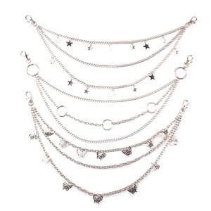 yueli Women's Zinc Alloy Body Chain Set With Butterfly <b>Padlock</b> And Stars For Daily Wear 6-Piece Fashion Waist Chain - Product Image 5