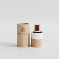 Boîte cadeau en carton cylindrique noire de luxe personnalisée emballage de boîte tube pour bouteille de parfum ronde en verre produit parfumé avec sac en papier