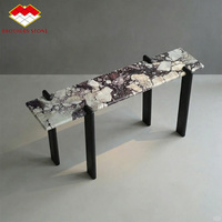 Table console en marbre Calacatta Viola de style luxueux poli par Brothers Stone, table d'entrée pour salon, villa, hôtel, décoration