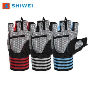 Shiwei Fitness Half-Finger <b>Gloves</b> Mesh Breathable Non-Slip Extended Wristband Cycling Unisex Adult - Product Image 1