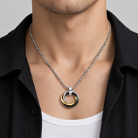 Collier à 3 anneaux Huibao, très populaire, en acier inoxydable, chaîne maille forçat, collier de couple, bijoux hip-hop pour hommes, cadeau pour amis