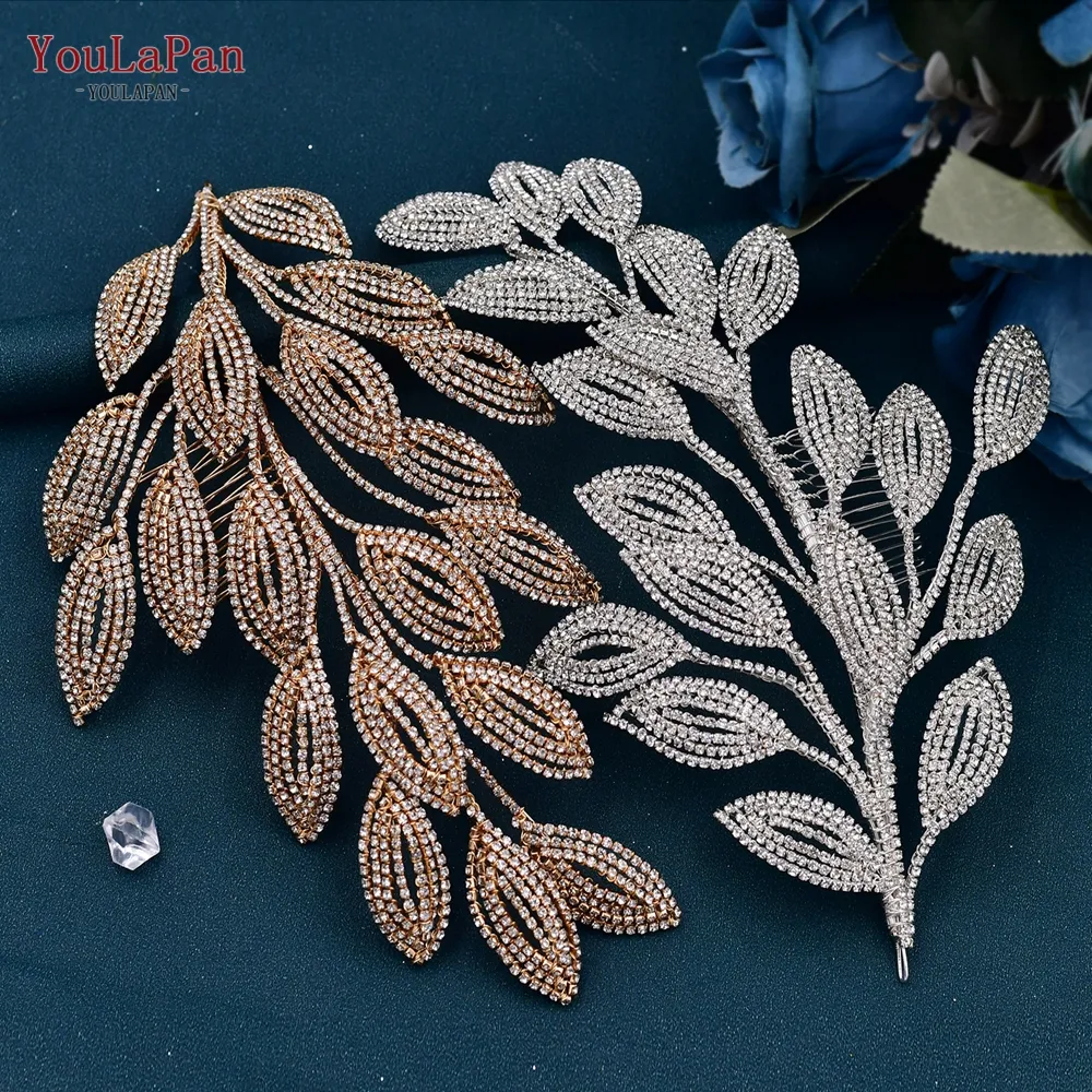 Youlapan HP452 New Design Diamond Chain Leaf Styling Wedding Hair Accessories Bridal Hair Comb Tiara Rhinestone Bridal Jewelry