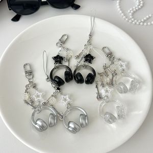 Chaîne de téléphone en perles en forme d'écouteurs de musique style Ins, pendentif personnalisé pour sac à dos, porte-clés note de musique, esthétique créative - Product Image 1