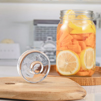 Kit de Fermentation en Verre avec Poids en Verre pour Bocal Mason à Large Ouverture, Poignée Ergonomique, Pierre Lourde pour Utilisation en Cuisine