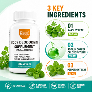 Complément alimentaire déodorant pour le corps Shecome, fabricant de suppléments, persil, feuille de menthe poivrée, antioxydant, 30 capsules déodorantes pour le corps - Product Image 3