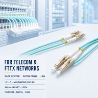 Kabel Jumper Fiber SC ke ST Duplex Multimode Aqua OEM ODM Logo Kustom untuk Pusat Data Ruang Server LAN Patching 1m-100m