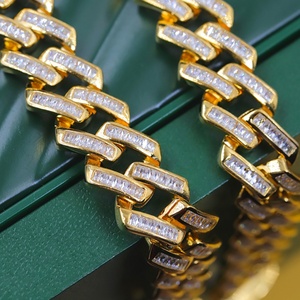 Collar Cubano de Plata S925 de 12 mm con Eslabones de Diamantes CZ 5A, Estilo Hiphop para Hombre, Precio al por Mayor - Product Image 1