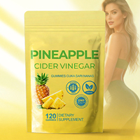Vinaigre de cidre naturel à l'ananas en marque privée, 120 gommes avec vitamine B12, favorise la santé intestinale, aide à la digestion et au métabolisme