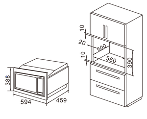 Horno <span class=keywords><strong>Microondas</strong></span> Integrado de 388 mm de Altura, Horno <span class=keywords><strong>Microondas</strong></span> de 25 L - Product Image 3