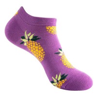 Chaussettes basses en coton tricotées respirantes pour femmes et hommes, à imprimé fruits et aliments amusants, style dessin animé, colorées et fantaisie, pour l'automne