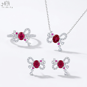 Nouveaux produits en gros du fabricant : Ensemble de bijoux en rubis, or blanc massif 18 carats, diamants naturels véritables, pierres précieuses, bijoux en rubis - Product Image 1