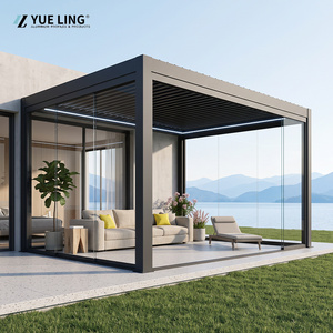 Custom Modern Gazebo 6x3 Bioclimatic Aluminum LED Pergola <b>Set</b> Retractable Cantilever System for Outdoor Use Pergola Pavilion - Product Image 2