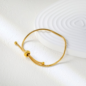 Pulsera de Cadena de Serpiente de Acero Inoxidable con Borla, Chapada en Oro de 18k, Resistente al Agua, Inalterable, Joyería de Moda Unisex - Product Image 1