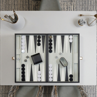 Sonny Jeu d'échecs d'intérieur en cuir PU Jeu de backgammon personnalisé de luxe de 18 pouces