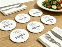 Carte de menu NFC personnalisée en époxy avec dos autocollant, autocollant de table imperméable pour commande numérique de menu de restaurant