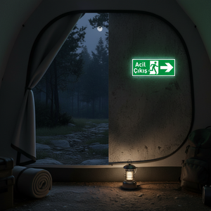 Señal de Salida de Emergencia Fotoluminiscente con Flecha Derecha para Camping, Funciona con Batería, Plástico y Aluminio Acrílico - Product Image 3