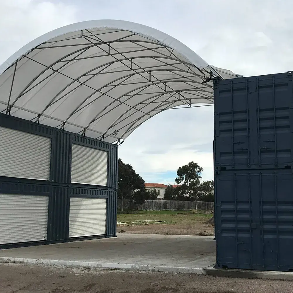 40ft X 40ft Quadcon Oceaancontainers Met Tent Open Deur Afmetingen Plastic Doos Dome Saffier V-Hoogte Perth