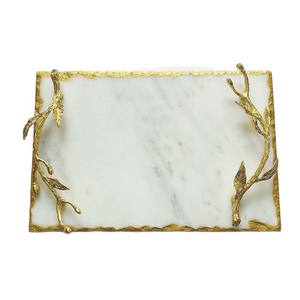 Moderno <span class=keywords><strong>e</strong></span> minimalista in marmo bianco vassoio <span class=keywords><strong>oro</strong></span> bordo ramo maniglia elegante decorazione per la casa per il bagno aromaterapia di lusso per il Ramadan - Product Image 5