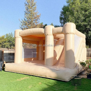 Château gonflable blanc avec toboggan, articles de location pour événements, combo château gonflable et toboggan avec piscine - Product Image 6