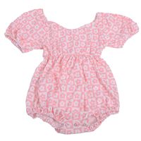Grosir OEM-ODM Leprechaun Unisex Leo Ruffle Leotard Lengan Berumbai Elastis Romper Bayi Mengembang Katun Organik/Poliester Kancing