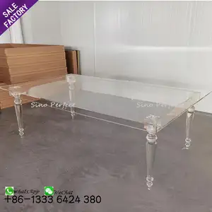 Table transparente durable de meubles de fantôme d'acrylique de banque carrée à la mode de bonne qualité pour le mariage