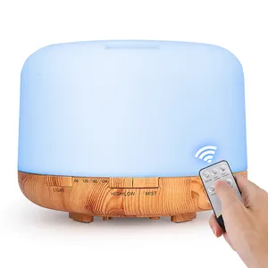 Light Wood Grain 7 Colors LED Aromatherapy Ultrasonic Humidifier 500ml Home Aromatherapy Essential Oil Diffuser