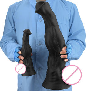 Vibromasseur Dildo en Silicone Noir en Forme de Cheval pour Hommes et Femmes, Super Grand Plug Anal à Cavité Arrière, Étanche, pour Auto-Plaisir - Product Image 1