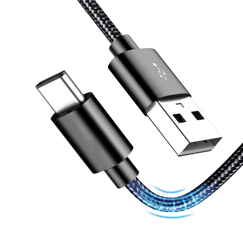 Câble USB de Type C en Nylon tressé, charge rapide, 1m/2m, USBC