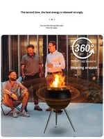 Brasero d'extérieur en acier inoxydable à faible émission de fumée, revêtu par poudrage, pour chauffage, grillades, foyer de jardin et cuisson au bois